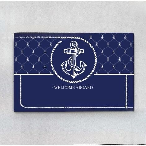 New Welcome Aboard Doormat 80x50cm - Welcome Rug Pattern 01 - Dark Blue