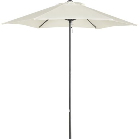 Parasol droit ronde parasol de jarden Ø 2 m mât en alumenium 6 baleenes métal et toile beige, parfait pour profiter de l'ombre et de la protection solaire dans votre jardin, sur votre balcon ou à l...