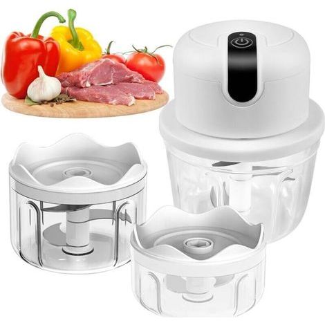 Elektrischer Zwiebelschneider (350 ml), USB-Zwiebelschneider, kleiner elektrischer Zerkleinerer, Knoblauchschneider, Küchen-Zwiebelschneider für Fleisch, Zwiebeln und Knoblauch (1/4)