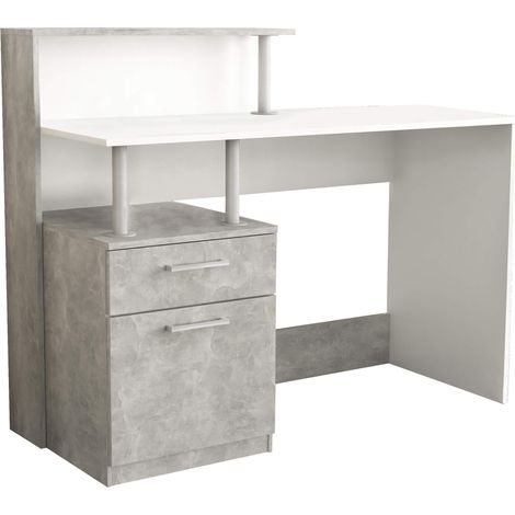 Scrivania da interno studio camera da letto con 2 cassetti e doppio ripiano in legno nobilitato bilaminato Double Desk - Grey (1/4)