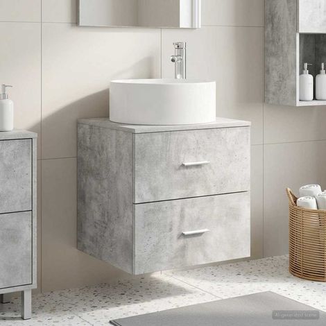 Vanidad con Lavabo de Pared Gris Hormigón 49,5 x 44,5 x 65,5 cm