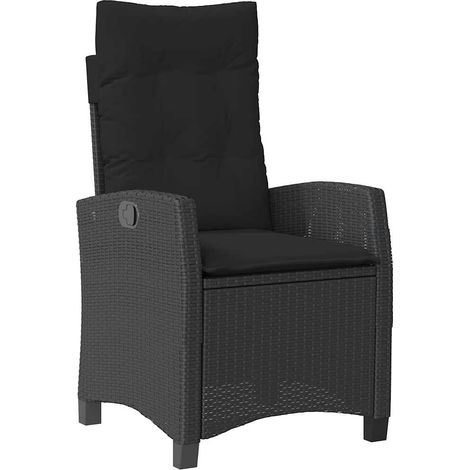 Maison Exclusive - Sedia Reclinabile da Giardino con Cuscini Nera in Polyrattan