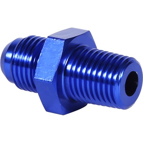 Adaptateur droit AN6 vers NPT 1/4" pour carburant/huile, en aluminium, bleu automobile (1/5)