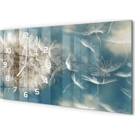 Horloge Murale Salle à Manger 60x30 cm Verre Trempé Design Contemporain Pissenlit (1/5)