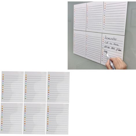 Étiquette tableau blanc effaçable lavable 17.8x12.7cm PET 6 stickers avec stylo pour planning, réfrigérateur, bureau (1/5)