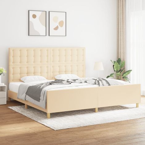 Bettgestell ohne Matratze Creme 200x200 cm Stoff (1/5)