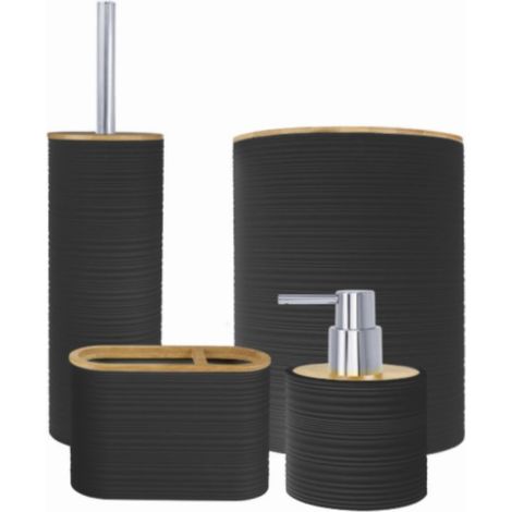 Juego de accesorios de baño DEBLANCH Nature, negro