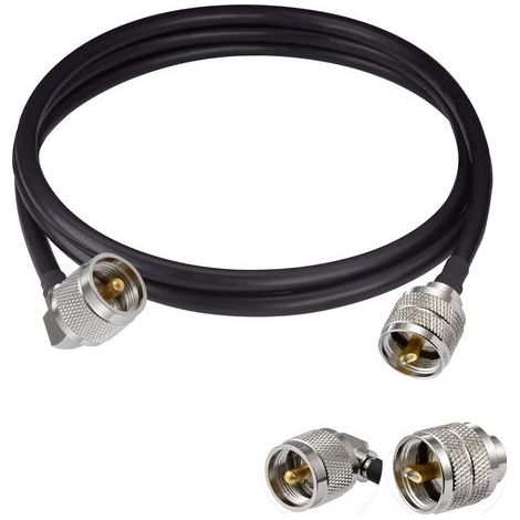 RG58 Coaxial Cable with PL-259 Connector, Straight and Angled, 50 Ohms, 1M for Amateur Radio (1/4)