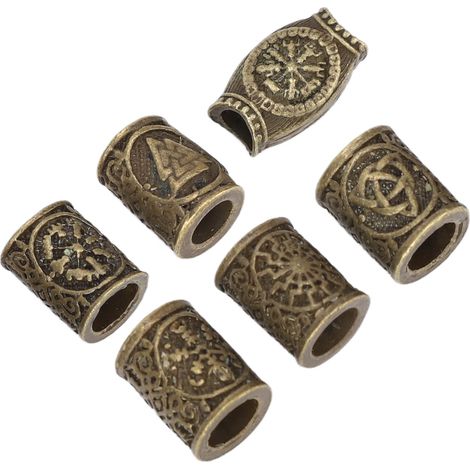 6 Perles Vintage en Alliage pour Barbe et Cheveux, Accessoires Tressage DIY, Bracelet, Pendentif, Collier Créatif (1/5)