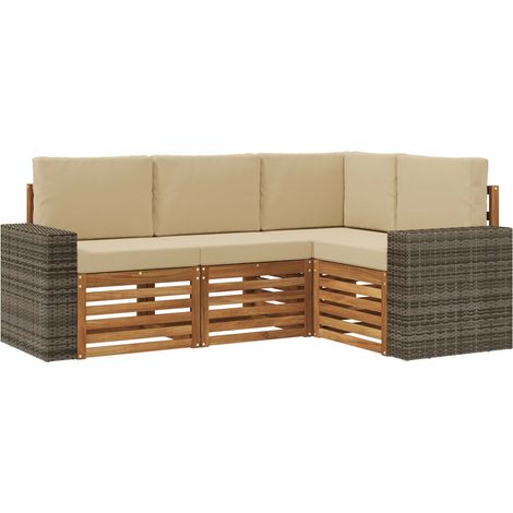 Outdoor-Sofagarnitur 4 stk. Natur und Beige Polyester vidaXL (1/5)