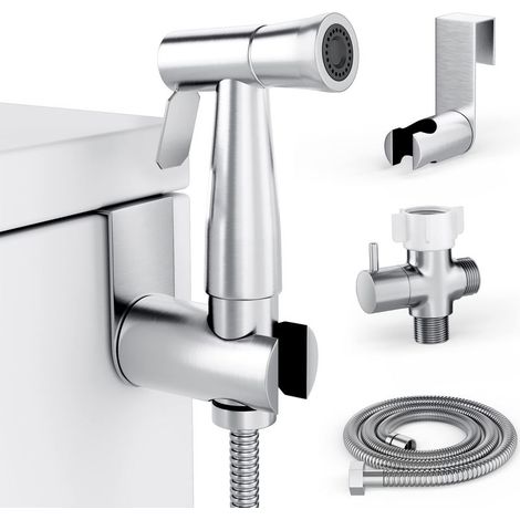 – Pulvérisateur de bidet en acier inoxydable 304 – Installation facile sans outils – Raccords laiton et nylon – Pour hygiène efficace (1/5)
