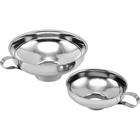 Entonnoir à large ouverture en acier inoxydable, multifonctionnel, idéal pour la confiture, la vinaigrette, le vin et l'huile. Qualité alimentaire, facile à nettoyer, noir. (1/4)