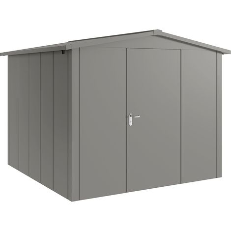 Hörmann Metall-Gerätehaus "Juno" mit Satteldach, JSD10 - Design, 262 x 262 cm (B x T), graualuminium, 1-flüglige Tür, Anschlag rechts (1/5)