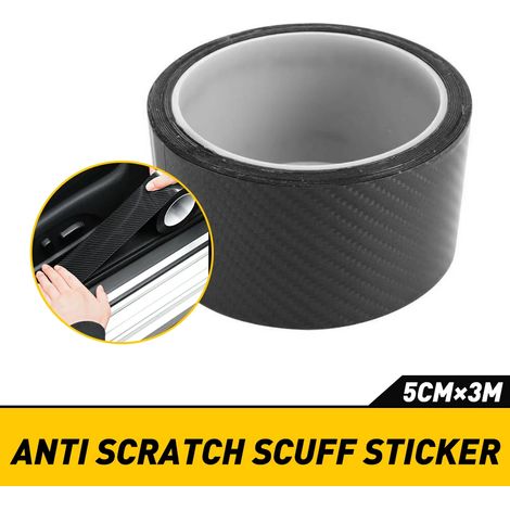 (Fibre de carbone noire) Autocollant de protection de seuil de porte en fibre de carbone pour Toyota C-HR,Corolla,Rav4,Auris,Yaris,Prius,Camry et Prado (1/3)