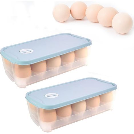 Lot de 2 boîtes à œufs 10 œufs Conteneur à œufs avec couvercle Boîtes de rangement d'œufs Stockage d'œufs Réfrigérateur Conteneur à œufs pour réfrigérateur Boîte de transport d'œufs Boîte à œufs en pl (1/5)