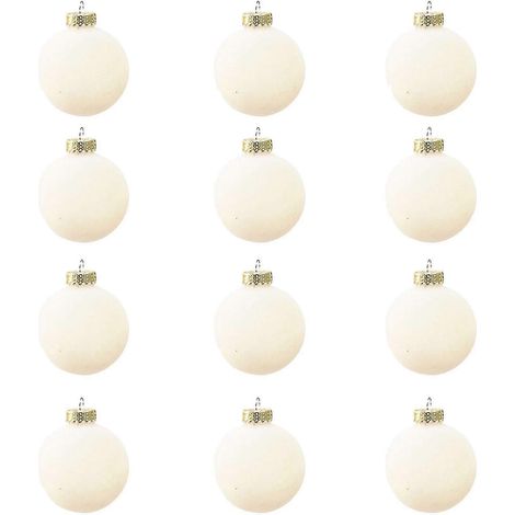 12 Stück Samt-Weihnachtskugeln, beflockte Weihnachtsbaumkugel-Ornamente, Kunststoffkugeln, weihnachtliche dekorative Hängeornamente, Weihnachtsbaumdekoration, 7,9 cm (1/2)