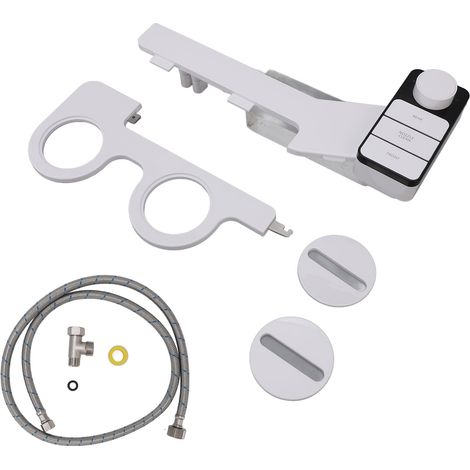 Spruzzatore bidet, accessorio per WC giapponese non elettrico, con doppio ugello retrattile autopulente, per la pulizia anteriore e posteriore, con pulsante di apertura (nero) (1/5)
