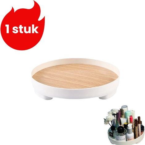 Pièce - Étagère d'entrée ronde - Porte-clés - Organisateur de produits cosmétiques - Couleur bois (1/5)