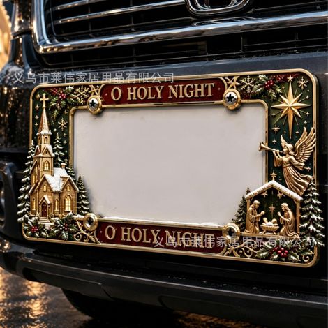 Gigante GmbH - Cadre de plaque d'immatriculation de Noël - Cadre en métal avec motif d'ange - Décoration pour plaque d'immatriculation - Vis incluses