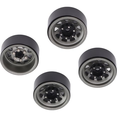 Lot de 4 jantes Beadlock à gorge profonde de 2,5 cm (1 pouce), universelles pour carrosserie de quad/voiture RC Traxxas, avec vis, couleur titane (1/5)
