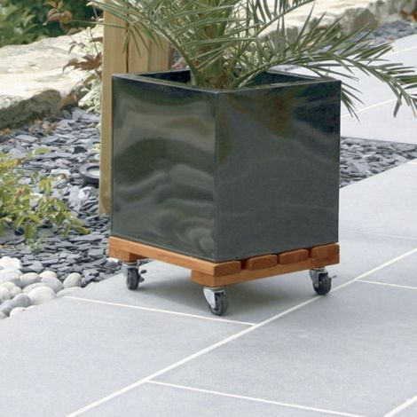 Soporte con ruedas madera flora roll nortene
