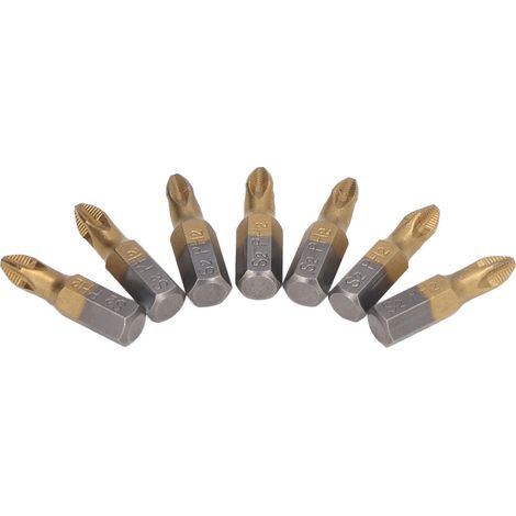 Lot de 10 embouts de tournevis Phillips avec tige hexagonale antidérapante de 6,35 mm (1/4 pouce), en acier allié revêtu de titane (version courte)