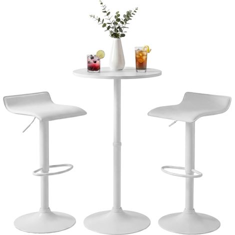 Bartisch-Set Lumo mit zwei Barhockern weiß (1/5)