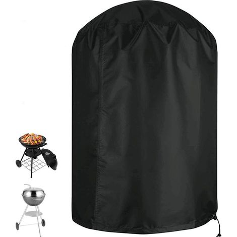 Funda esférica para barbacoa, impermeable, resistente a desgarros, tejido Oxford 210D, resistente a los rayos UV, con correa lateral, cortavientos, color negro, Φ71 x 73 cm (1/4)