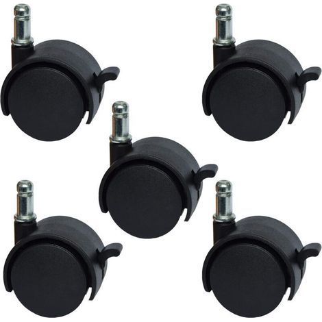 Lot de 5 Roulettes Freinées 51mm pour Chaise de Bureau et Tabouret de Remplacement (1/4)