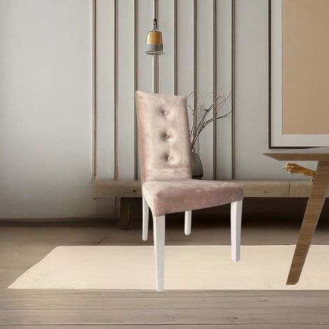 Set 2 Sedie Imbottite Velluto Tortora 3 Bottoni da Interno 47x46x101 cm (1/3)