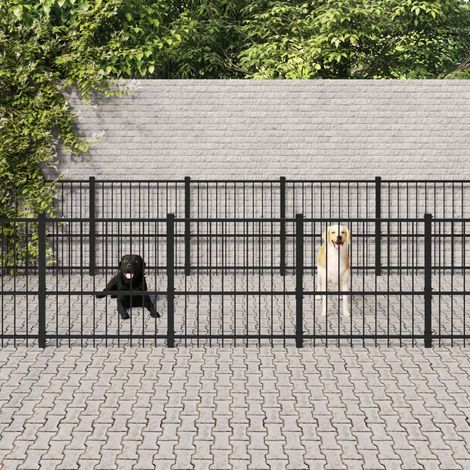 Gabbia per cuccia recinto per animali da esterno per cani in acciaio 22,58 m² nero 020041817