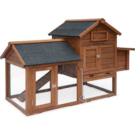 Wooden chicken coop for 3 chickens with nesting box, Galinette, Natural, 151x69.5x92.5 cm (1/5)