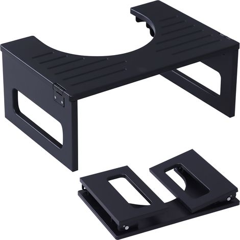 Relaxdays Sgabello WC pieghevole, per adulti, in bambù, antiscivolo, HxLxP: 18x43x27,5 cm, nero