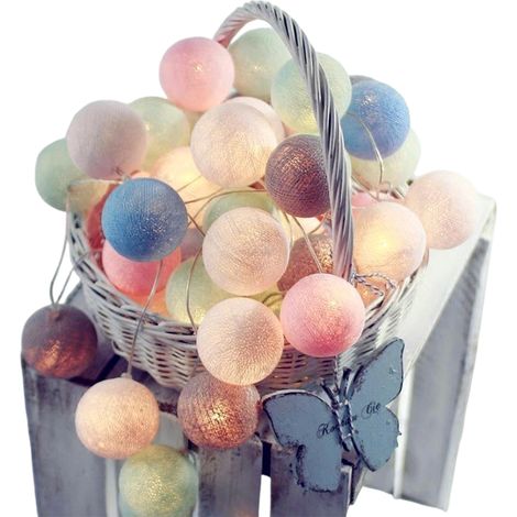 Guirlande boules coton 3, 8 m 20 LED batterie – éclairage romantique – Noël/bébé (1/5)