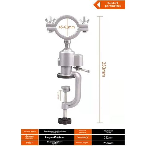 Tornillo de banco giratorio multifuncional de aleación de aluminio para taladro eléctrico, tornillo de banco, mini taladro manual, amoladora eléctrica, soporte universal para amoladora angular (soport (1/5)