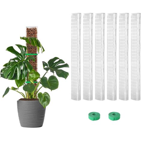 Tuteur en mousse plastique pour plantes grimpantes, support monstera et semis, perche à lierre, Composition : 6 tuteurs + 2 velcro + 3 clous, Couleur : blanc (1/5)