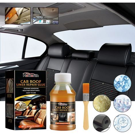 Colle de réparation pour ciel de toit de voiture – Résine résistante à l'eau – Adhésion forte pour cuir et polyester – Application facile (1/5)
