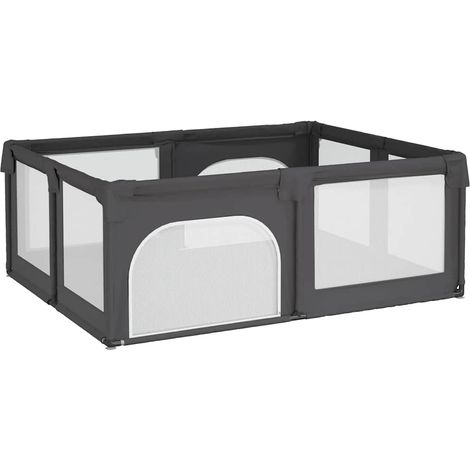 Parc pour bébé avec 2 portes Gris foncé Tissu Oxford