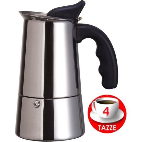 Trade Shop - MOKA ESPRESSO KAFFEEMASCHINE KAFFEEMASCHINE 4 TASSEN EDELSTAHL -