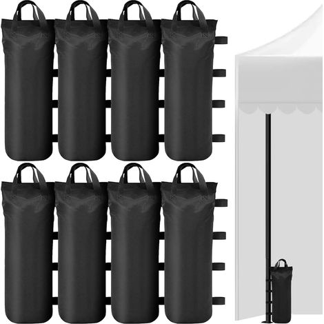 Lot de 8 sacs de sable pour tonnelle de 50 x 20 cm Tissu Oxford 800D 8 sacs de sable 50 x 20 cm avec fermeture pour tonnelle, stand de marché, tente (1/5)