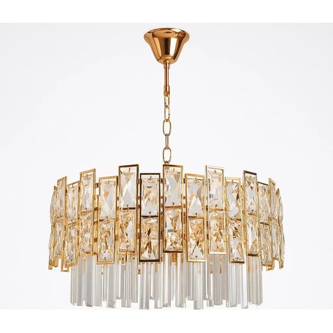 Lampadario dorato cristalli in vetro pendenti brillanti