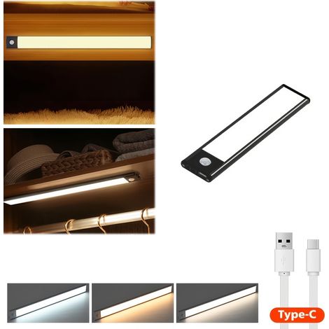 Lampe LED à détecteur de mouvement, chargement USB sans fil, veilleuse ultra fine de 20 cm pour armoire, cuisine, chambre à coucher, garde-robe (1/5)