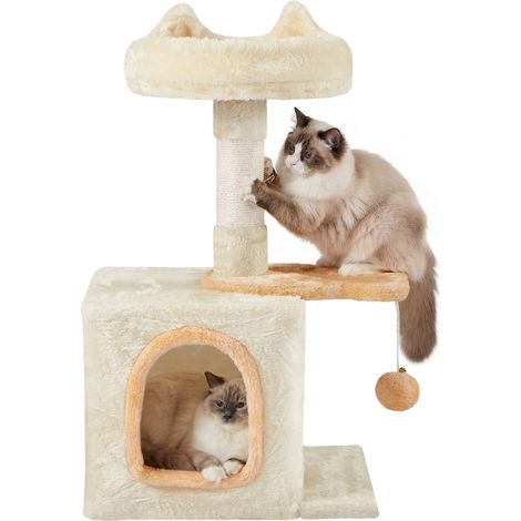 Homevive Rascador para Gatos, 72cm Árbol para Gatos, Torre de Juegos Beige (1/5)
