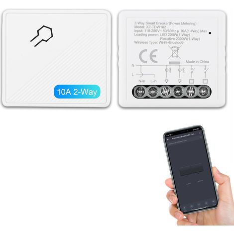 Interrupteur Relais WiFi + Bluetooth 10A 2 Canaux, 2PCs  Compatible avec Smart Life APP (1/5)