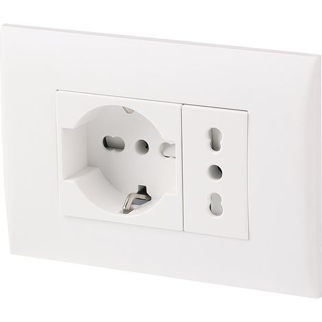 PLACCA PRECOMPOSTA 1 presa P40 + 1 biv. 10/16A - col.bianco - ELECTRALINE