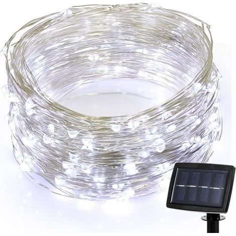 pair Guirlande Ruban Lumineuse Solaire,20 LEDs 72ft/22M de Cuivre Extérieur Tube Rope Guirlande Lumineuse Décorative (Blanc) (1/5)