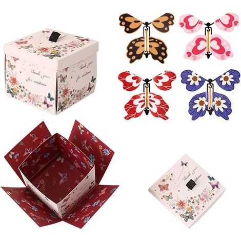 Surprise box containing floating butterflies, creative DIY explosion box, butterfly explosion gift box, surprise gift box for (1/5)