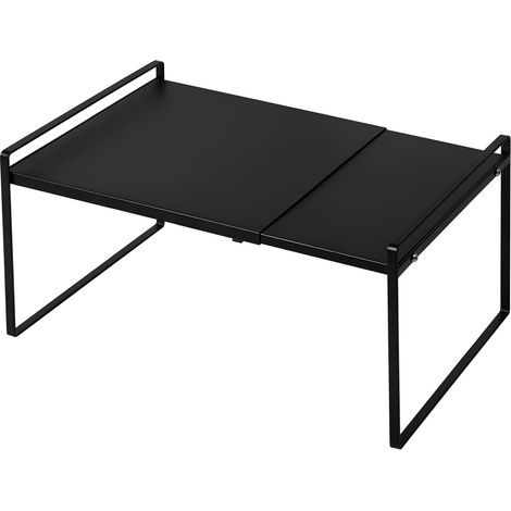 Étagère de rangement extensible en métal noir, compatible micro-ondes - Étagère de cuisine - Gain de place