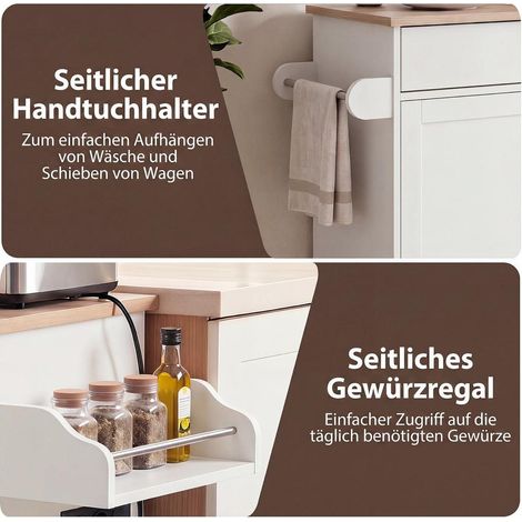 Cuisine bien organisée avec îlot de cuisine mobile, étagère réglable, porte-serviettes et range-épices (1/5)