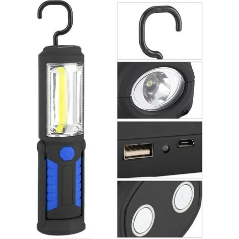 DISCORAMA TORCIA ELETTRICA LED PORTATILE, LAMPADA DA LAVORO RICARICABILE 3W CON MAGNETI E GANCIO, TORCIA PER CAMPEGGIO ESCURSIONISMO (1/5)